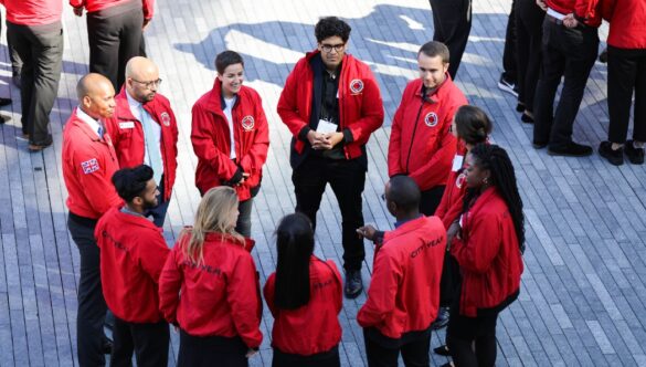 group of volunteer mentors standing in a circle