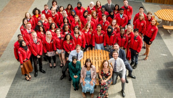 Shot from above of CYUK staff and volunteer mentors